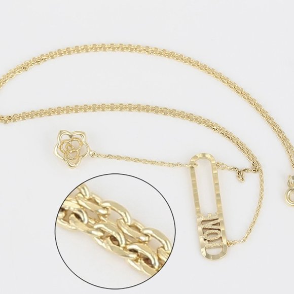 Stunning LOVE Flower Drop 14KGP Necklace - Picture 5 of 10